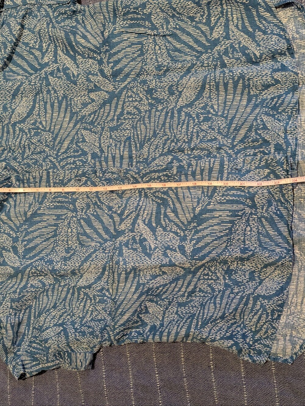 Sigrid Olsen Linen Blue Leaf-Print Short Sleeve Button Shirt, L - Picture 5 of 8